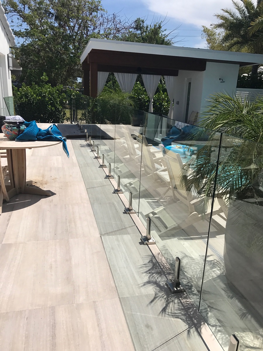 Glass railing pool deck outdoor Miami South Florida