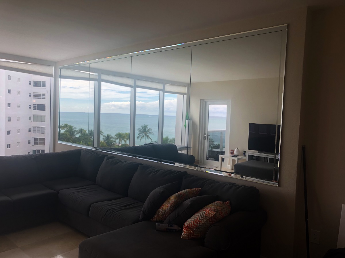 Gym mirror wall installation Miami home fitness room
