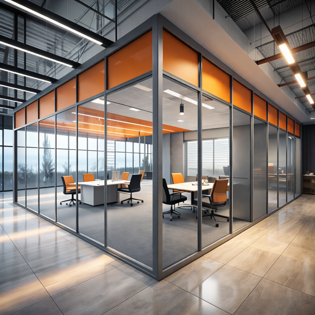 Interior glass partition wall installed in Miami home office