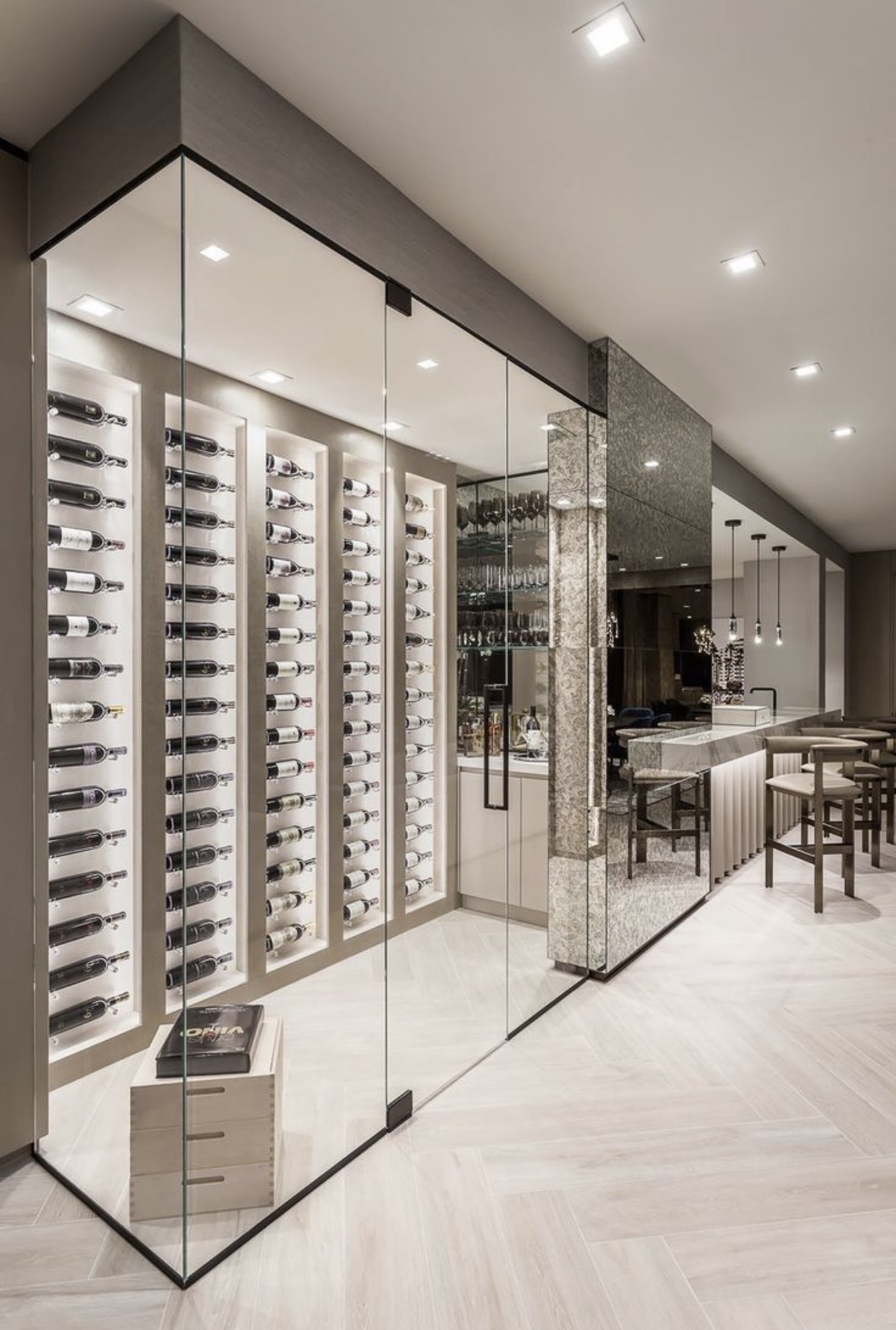 Custom wine cellar glass doors installation Miami South Florida
